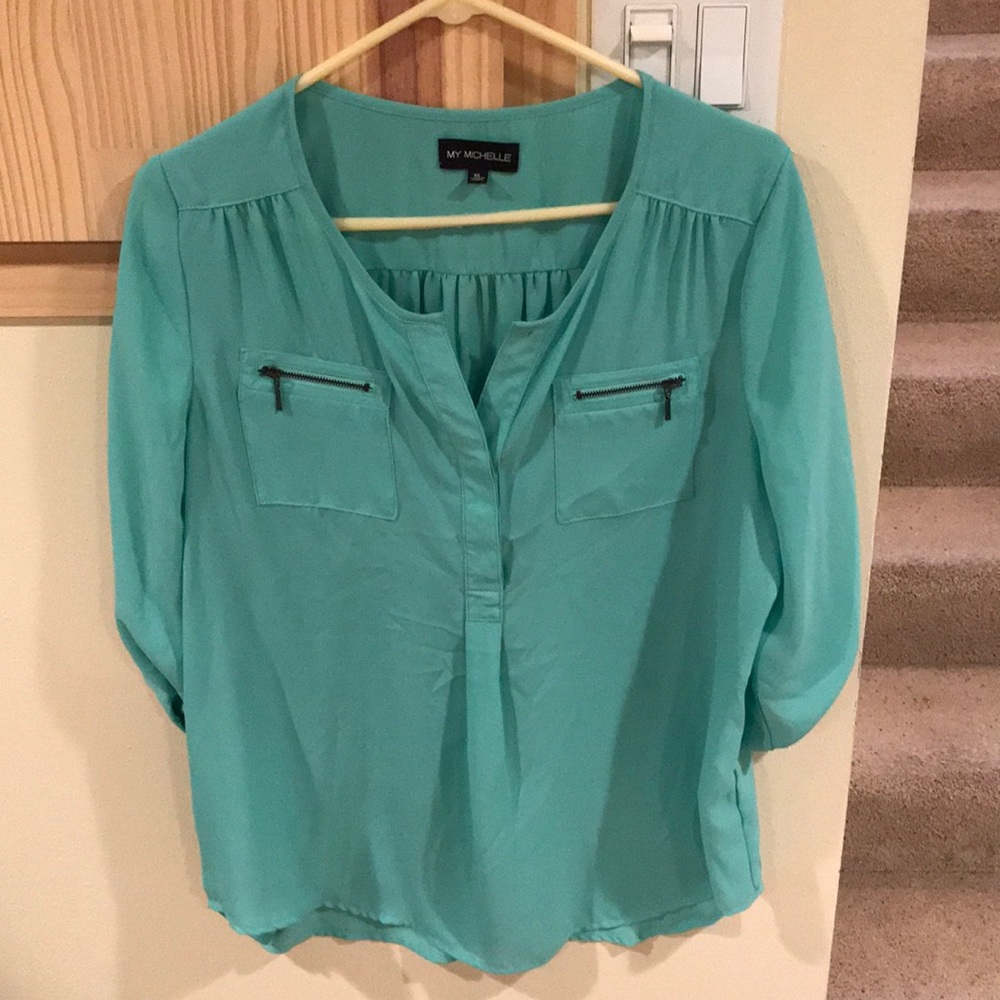 Tiffany blue silk shirt